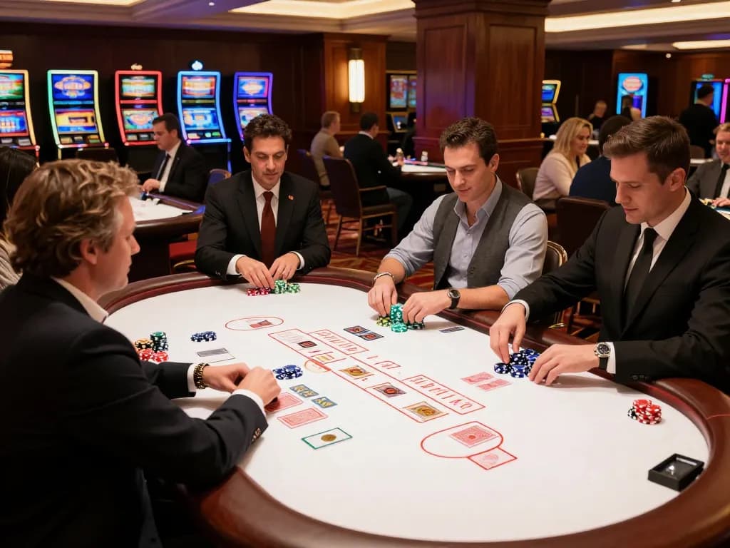 Experience thrilling blackjack action at lu88's premium casino table featuring stylish players.