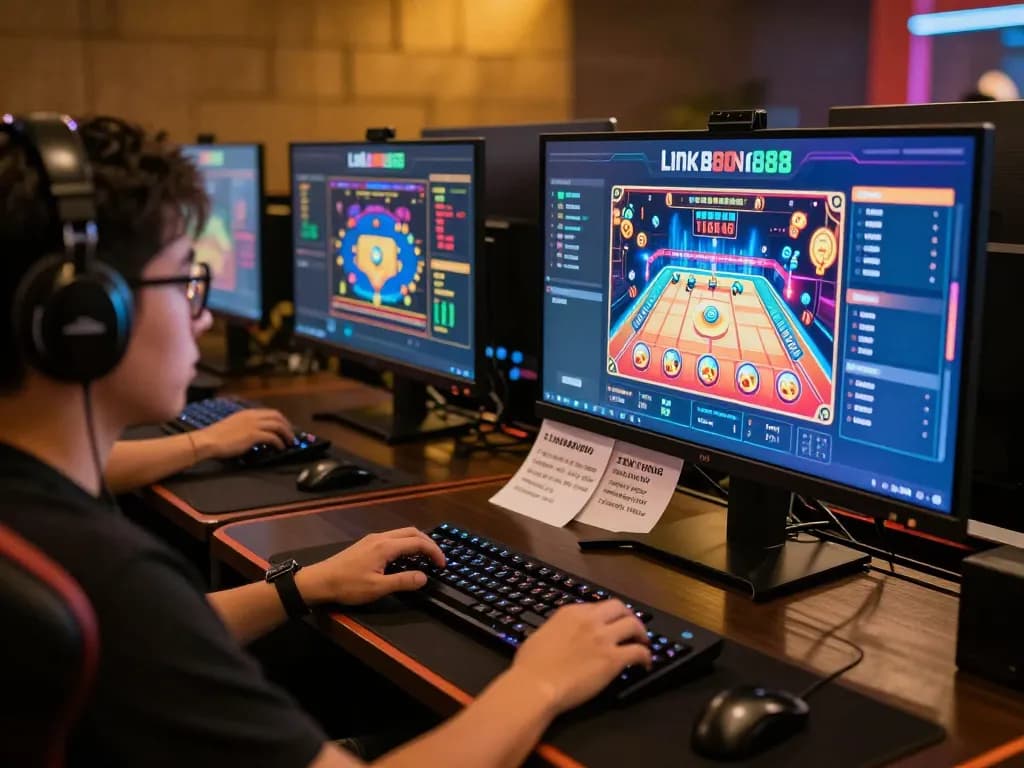 Experience the excitement of gambling with Link Bong88 on a professional gaming setup.