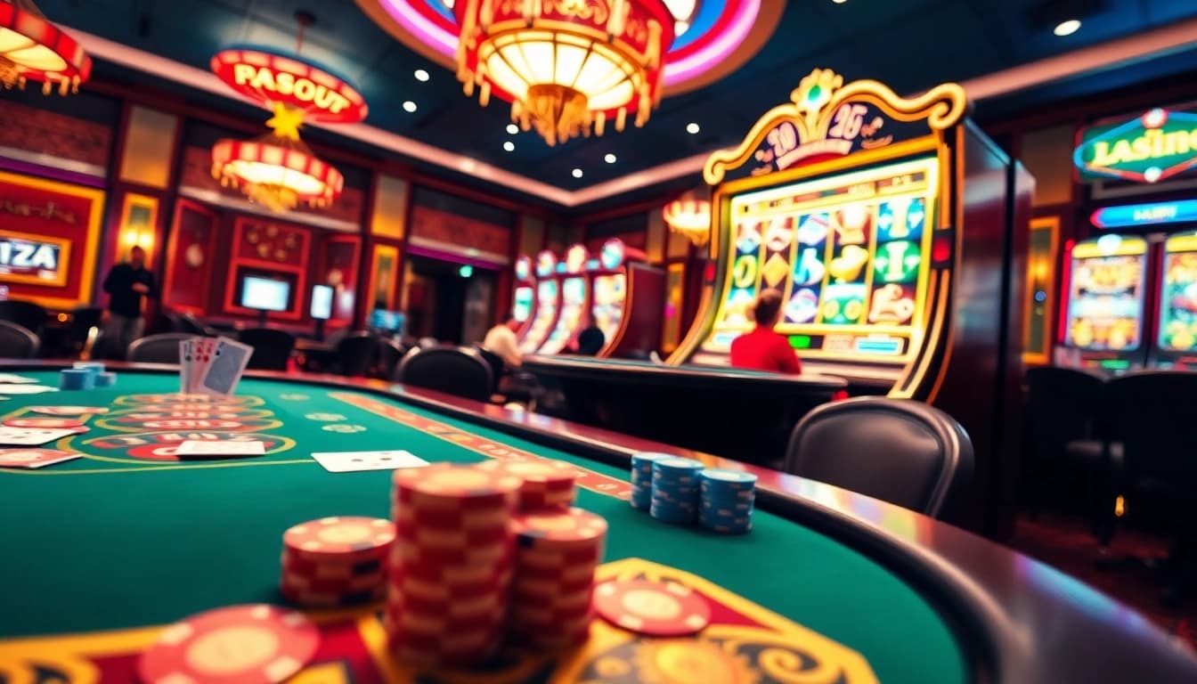Experience thrilling gameplay at PGSLOT IN with exciting casino tables and vibrant slot machines.
