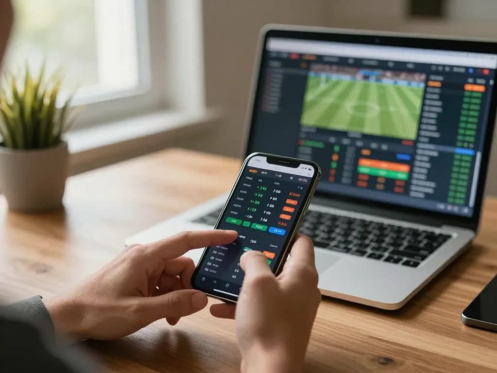 Soi kèo strategies displayed on a smartphone during live sports betting session at home.
