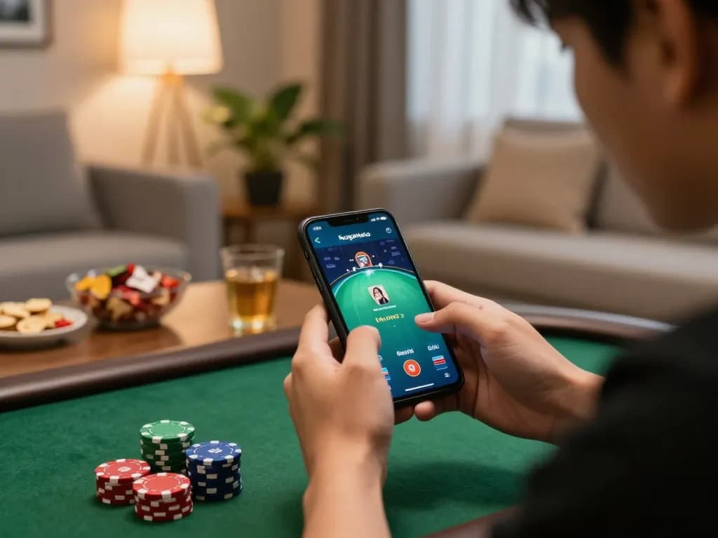 Engaging gaming moment using apk sungaitoto app, showcasing online poker excitement