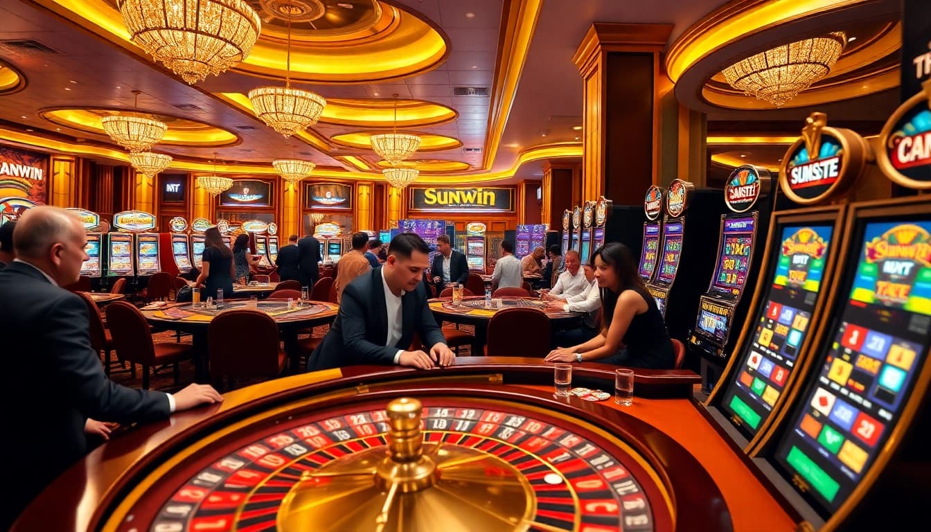 Experience thrilling gameplay at Sunwin casino with vibrant slot machines and live dealer tables.