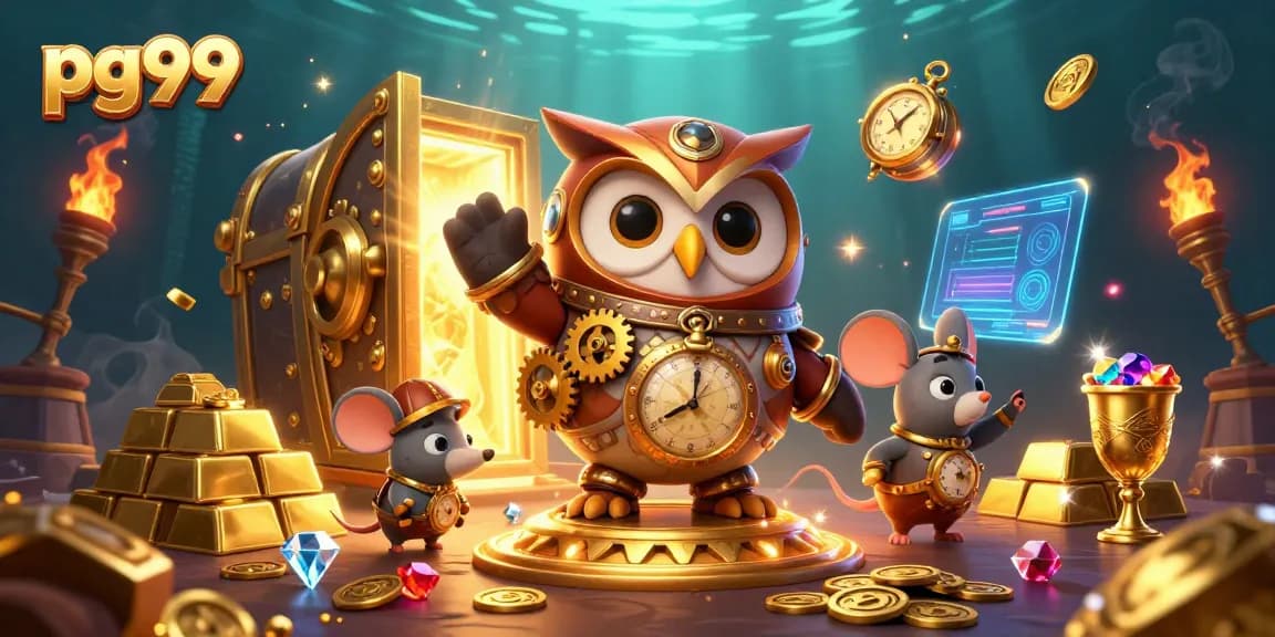 Experience the adventure of pg99 through a vibrant 3D casino world with treasure and excitement!