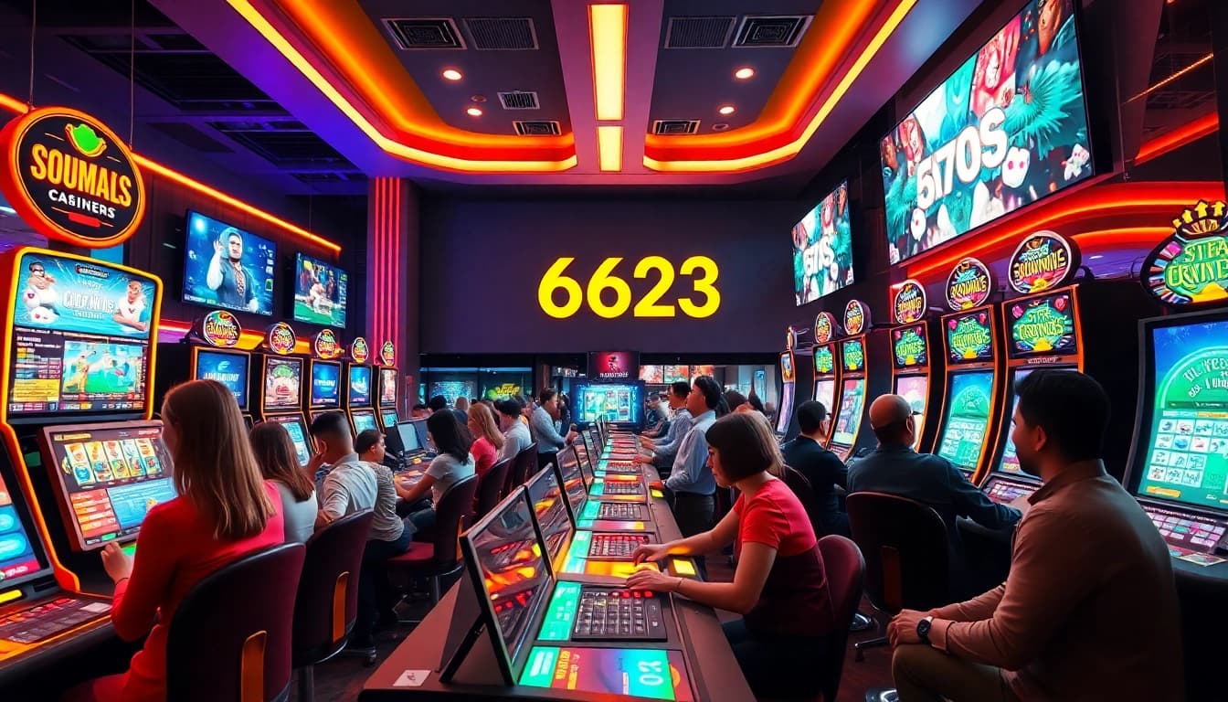 Exciting gaming atmosphere at 6623 online casino featuring players engaged in diverse games.