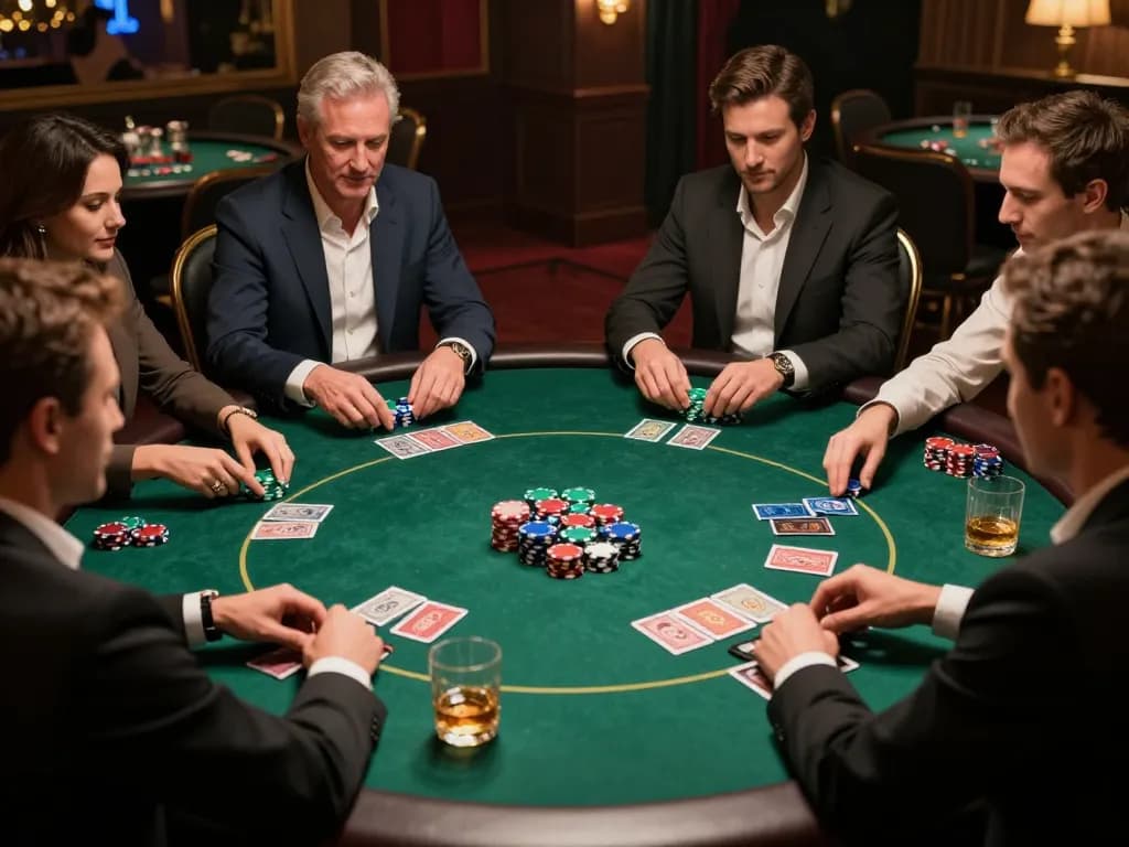 Permainan poker di pengaturan kasino yang canggih, menyoroti permainan yang strategis dan interaksi sosial https://withinthesewallsblog.com/2017/.