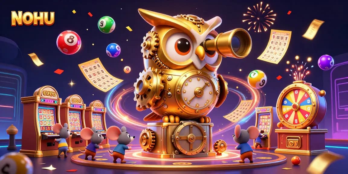 Play thrilling casino games with NOHU's vibrant and lively animated characters in a rich digital scene.