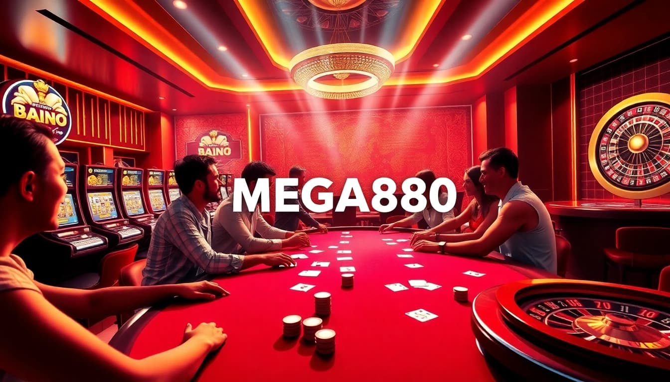 Experience the excitement of MEGA888 gaming with vibrant casino visuals and lively player interactions.