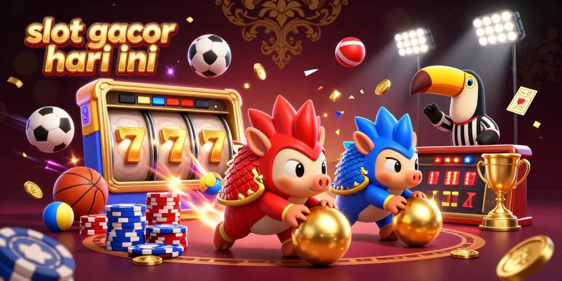 Experience thrilling gameplay on slot gacor hari ini in this vibrant 3D illustration with pangolins and casino elements.