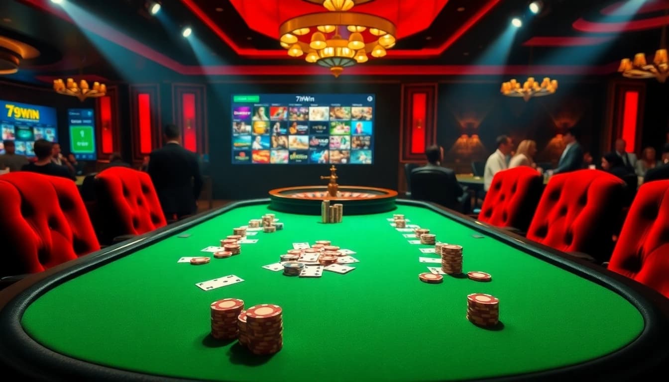 Experience the excitement of poker at 789Win with vibrant colors and thrilling gambling action.