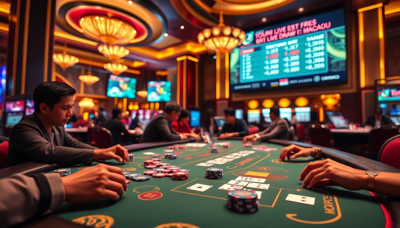 Toto Macau enthusiasts engaged in an exciting casino experience with live draw updates.