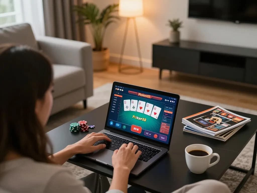 Engaging poker gameplay on Poker88 platform with a player immersed in their online gaming