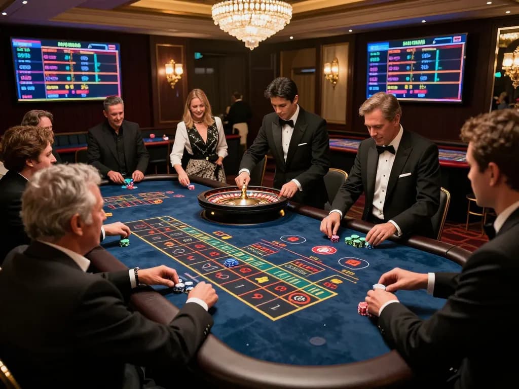 Kuwin live casino scene with players engaging at the roulette table, creating an exciting gaming atmosphere.
