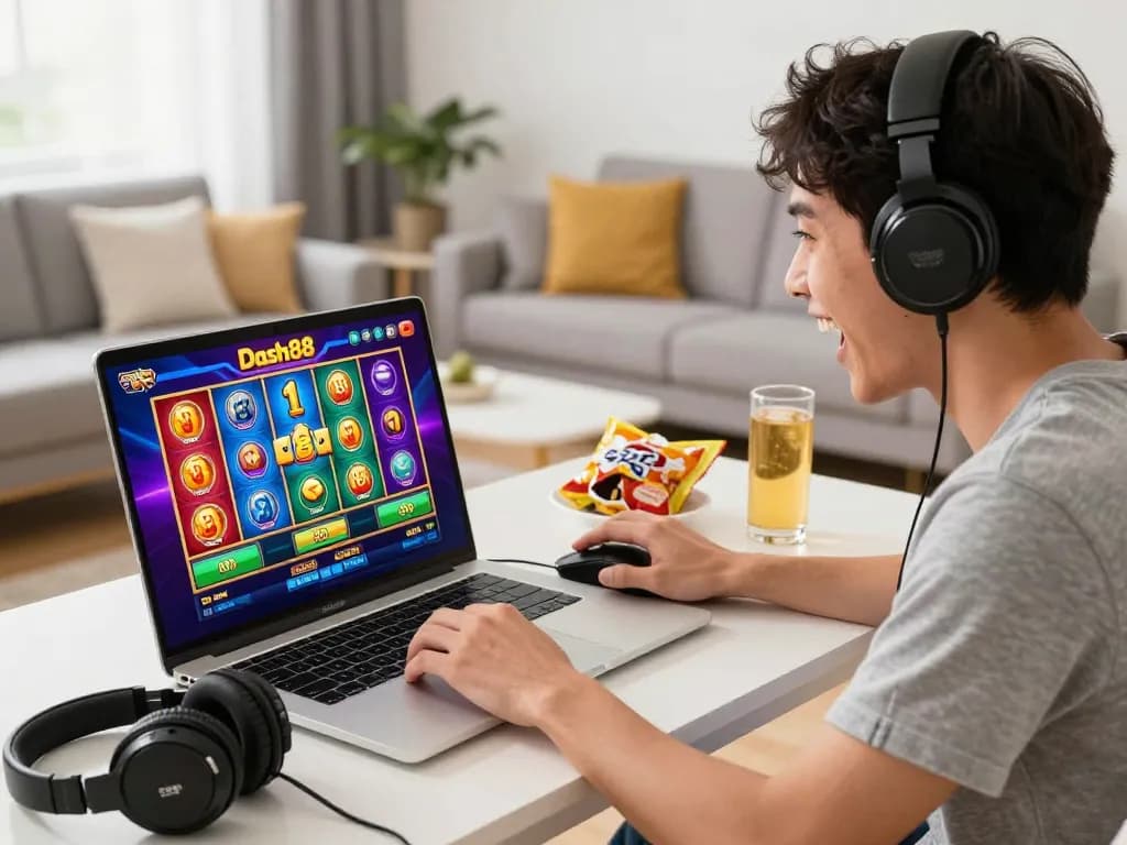 Playing Dash88 online slots with excitement and winning opportunities in a vibrant gaming environment.