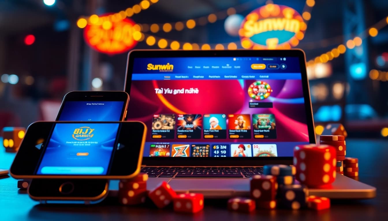 Engaging screenshot of https://sunwinw.com/ showcasing Tài Xỉu and card games in a vibrant gaming atmosphere.