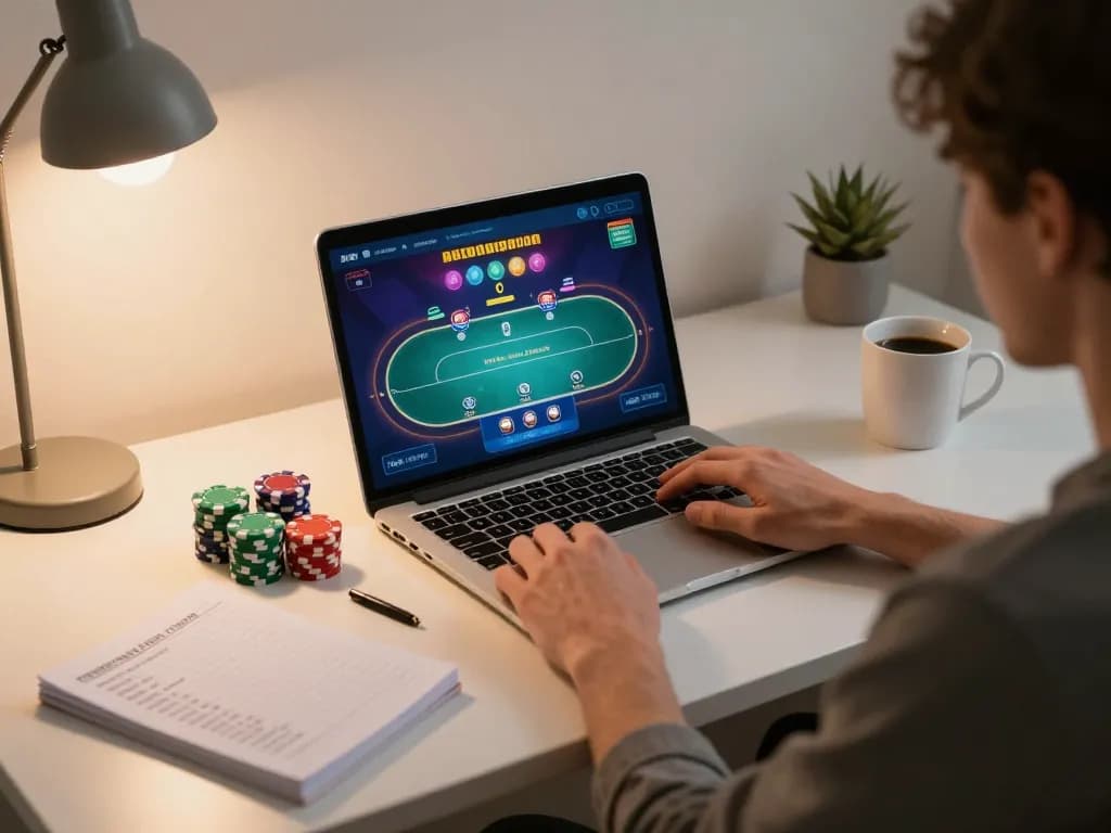 28bet online poker setup with engaging gameplay, strategy notes, and warm lighting.