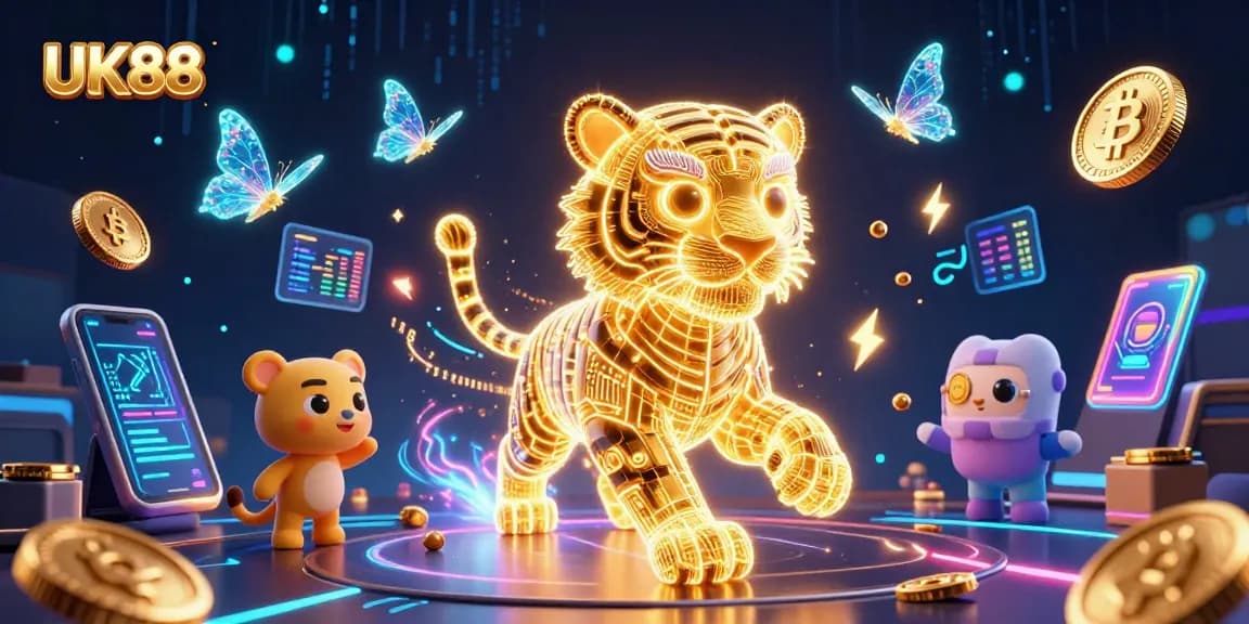 Experience thrilling moments at UK88 featuring a golden tiger in a vibrant digital casino.