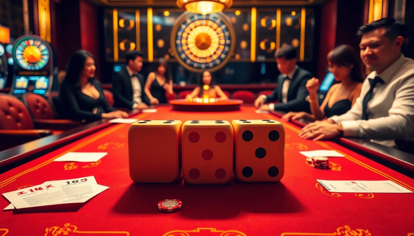 Engaging players enjoying game tài xỉu at an elegant casino table.