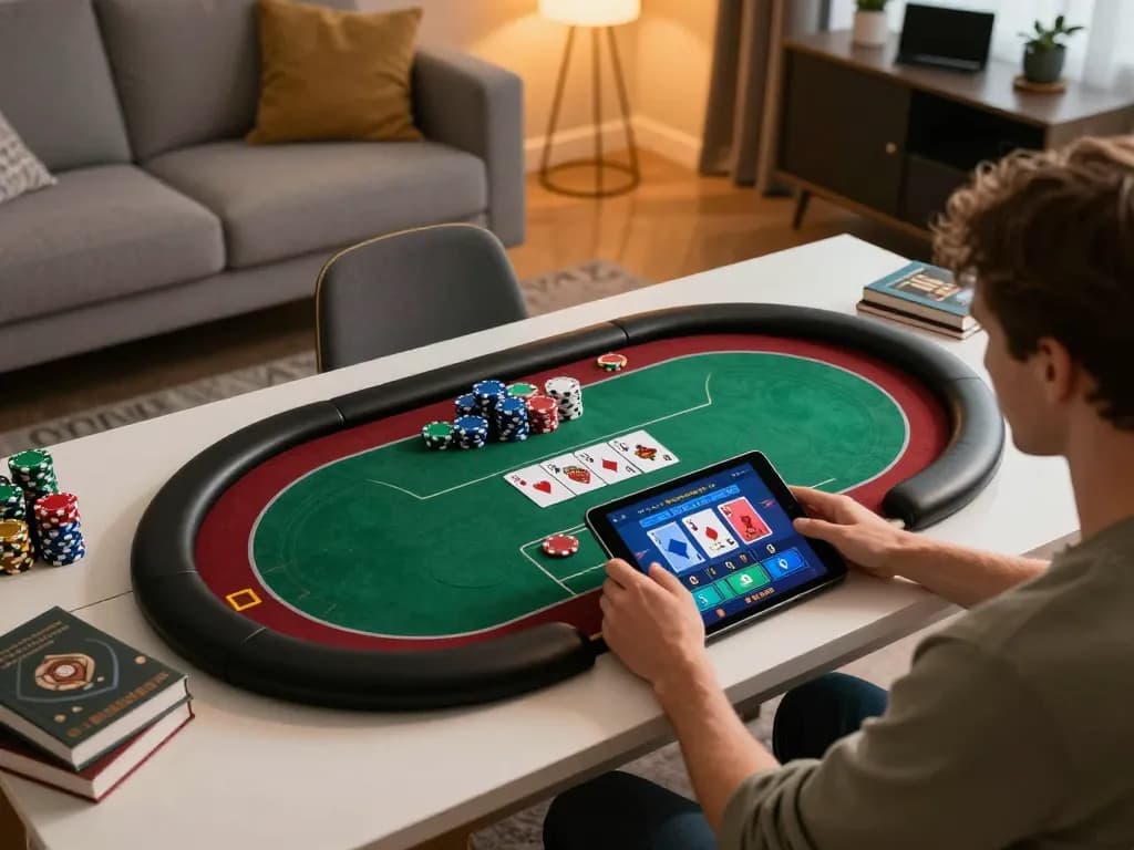 Player engaging in an online poker game on rik vip platform, showcasing strategic gameplay dynamics.