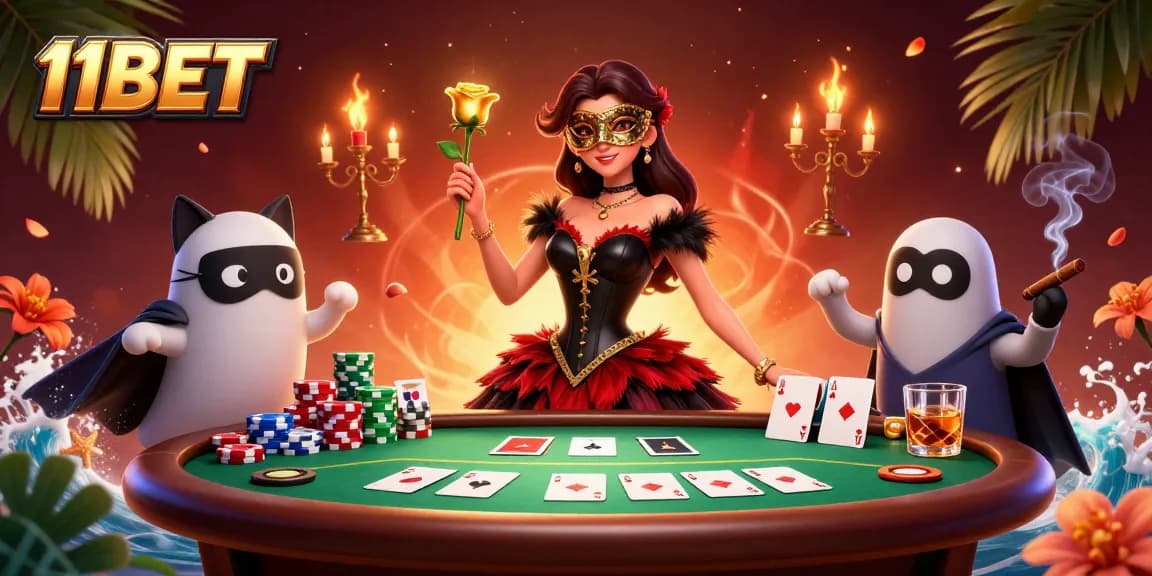 Experience exciting poker dynamics at 11BET's vibrant gaming scene with rich details.