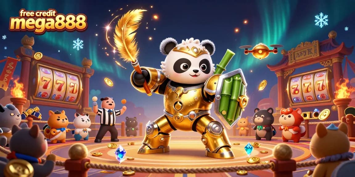 Experience thrilling gameplay with free credit mega888 in this vibrant online casino illustration.