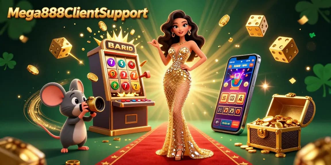 Experience Mega888ClientSupport through our vibrant casino game illustration packed with winning symbols and energy.