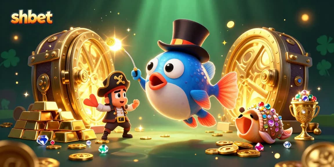 Engage with shbet, where a deep-sea anglerfish attracts golden coins amidst treasures in a vibrant ocean