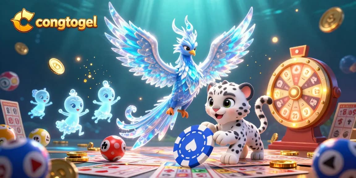Experience congtogel excitement with an ice phoenix and glowing sprites at an epic lottery festival.