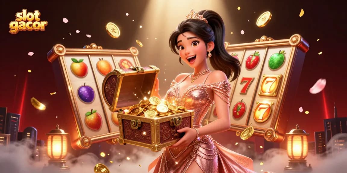 Feel the excitement of slot gacor gaming with this vibrant 3D treasure scene, showcasing thrilling jackpots.