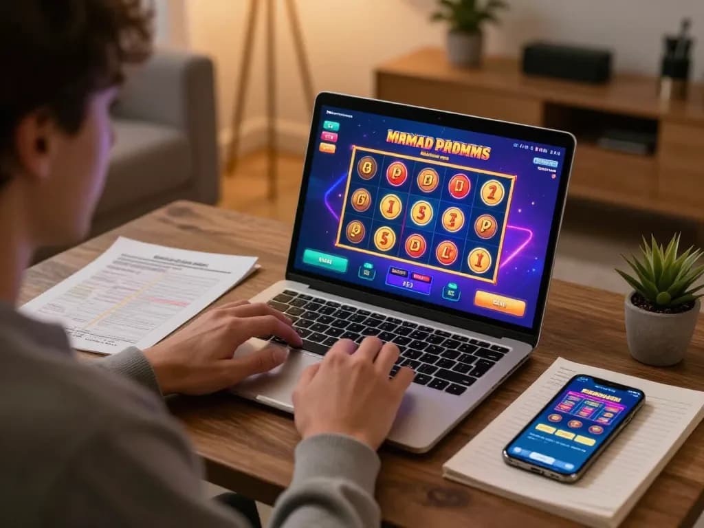 Engaged player exploring RED88 online slot games with strategic bet management.