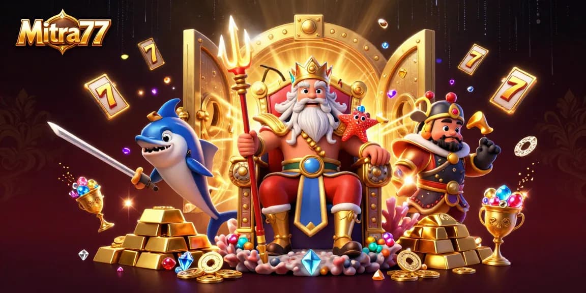 Mitra77 menawarkan pengalaman bermain slot gacor dengan jackpot berlimpah, dikelilingi karakter menarik.