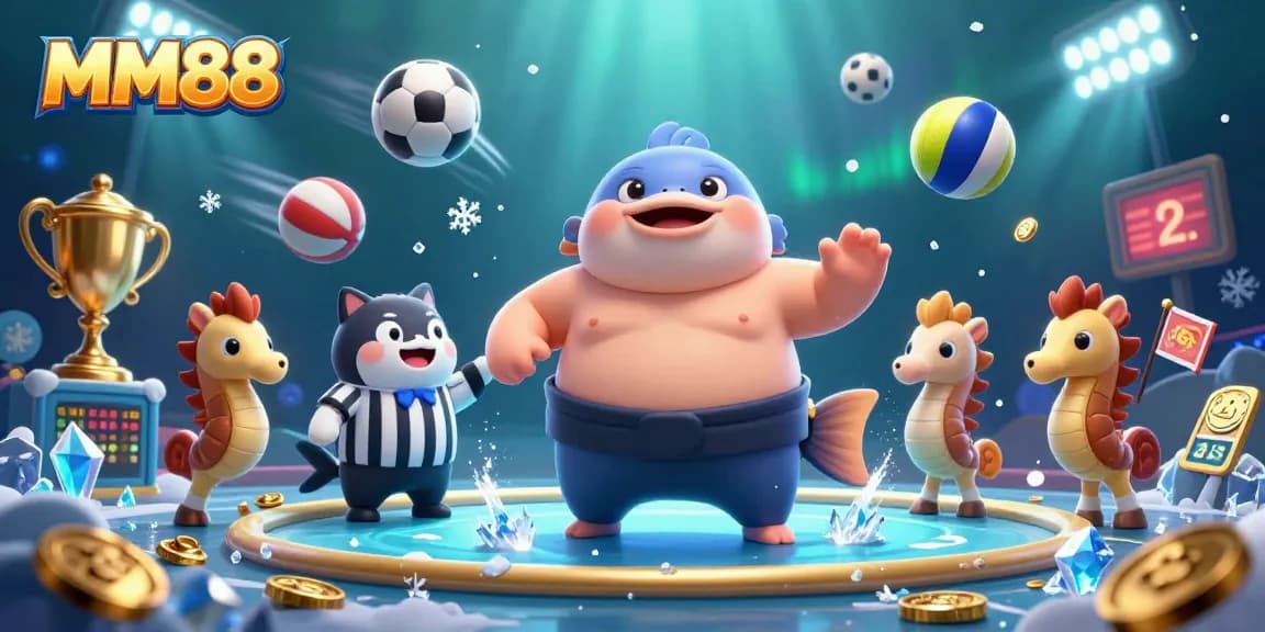 Engage with MM88 betting excellence in a vibrant underwater scene packed with rich gambling elements.