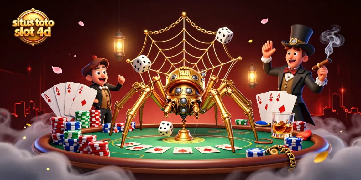 Engage with situs toto slot 4d as playful golden spider ensnares dice, enriching your gaming experience.