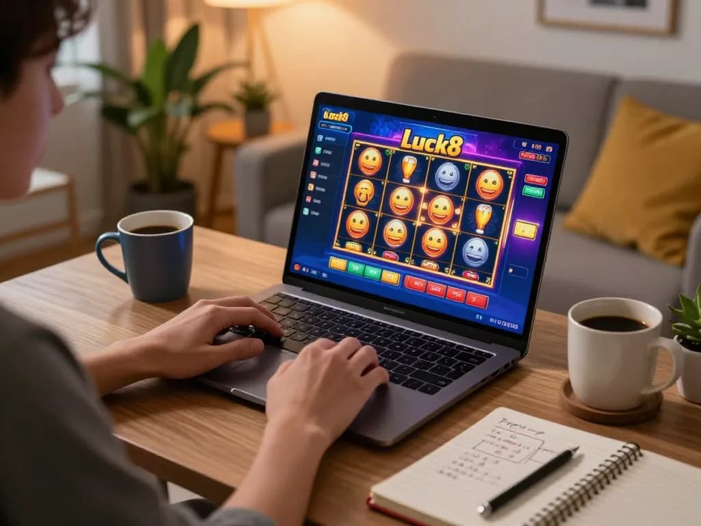 Engage in exciting online slots at Luck8 while enjoying a cozy home gaming setup.