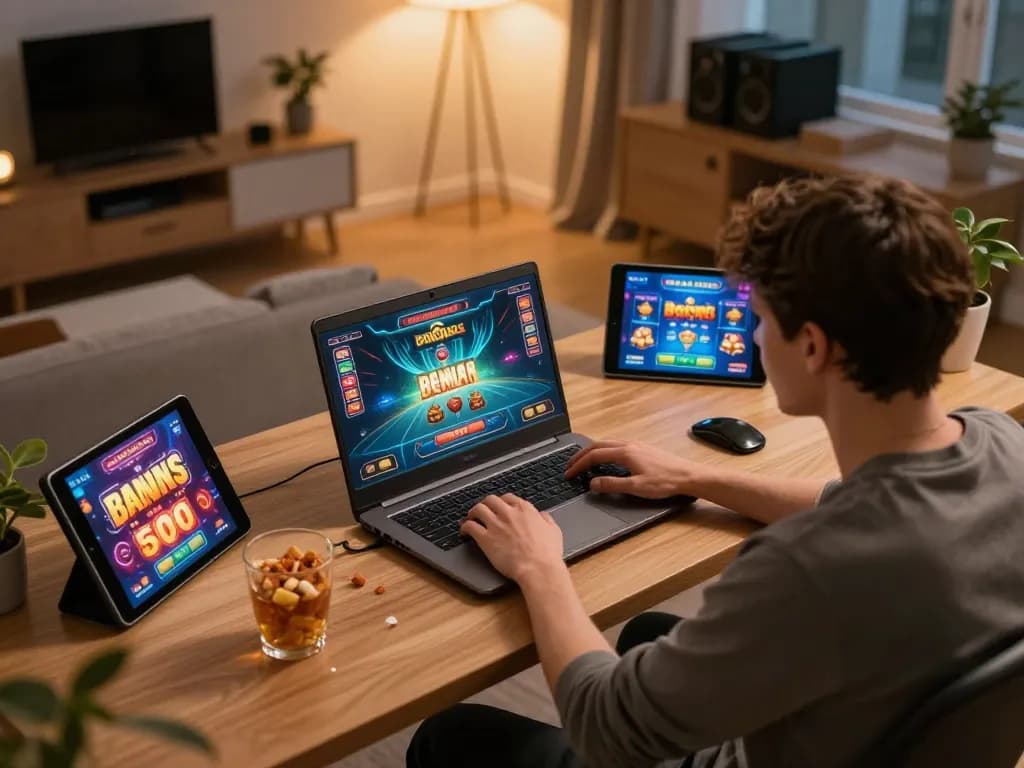 Engage in the thrill of online gaming with a casino bonus utan svensk licens showcased on a laptop