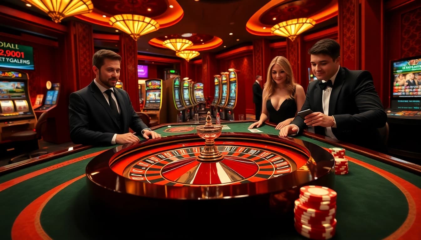 Exciting gaming scene at nekatwinofficial.com showcasing vibrant slot machines and poker action.