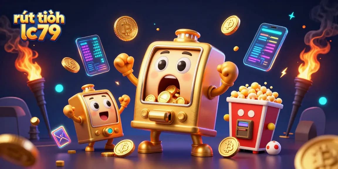 Khám phá rút tiền lc79 qua hình ảnh máy slot giành jackpot với những đồng tiền vàng và niềm vui.
