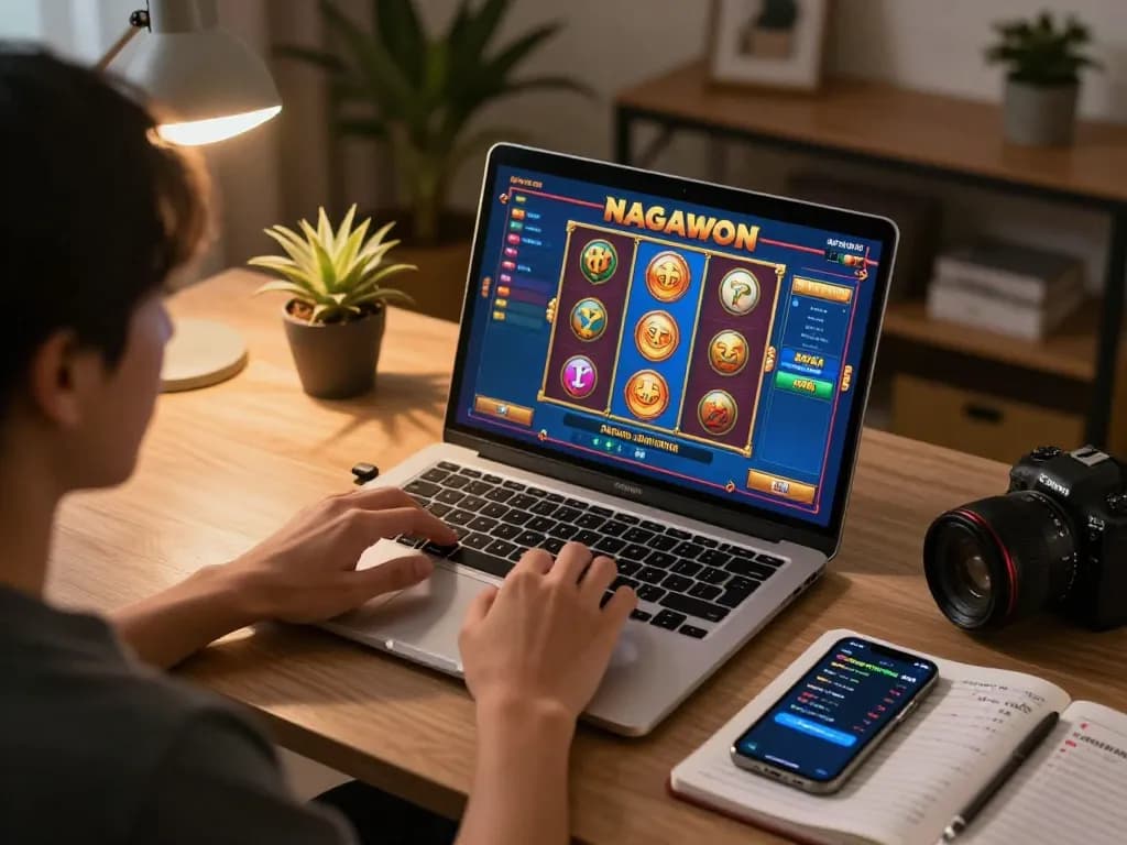 Nagawon daftar online gaming setup showcasing a player's strategic approach in a cozy home environment.