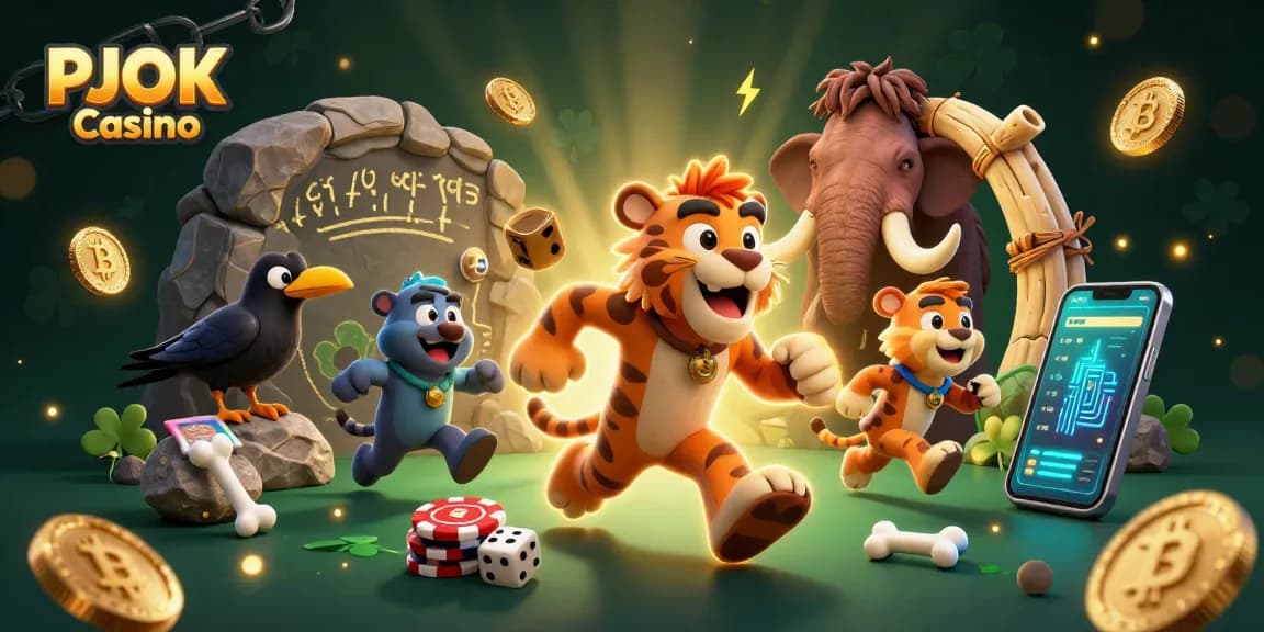 Experience the thrill of PJOK Casino with vibrant 3D elements showcasing a unique gaming atmosphere.