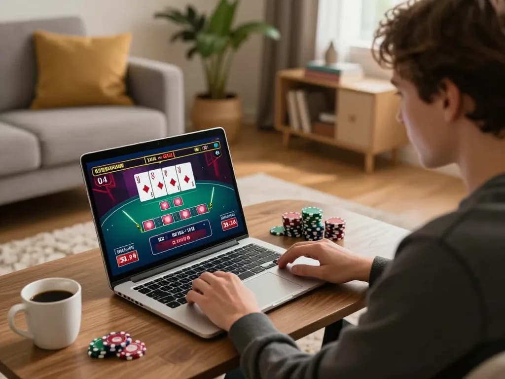 Phtaya user placing bets on live casino game from home, engaging and strategic gambling moment.