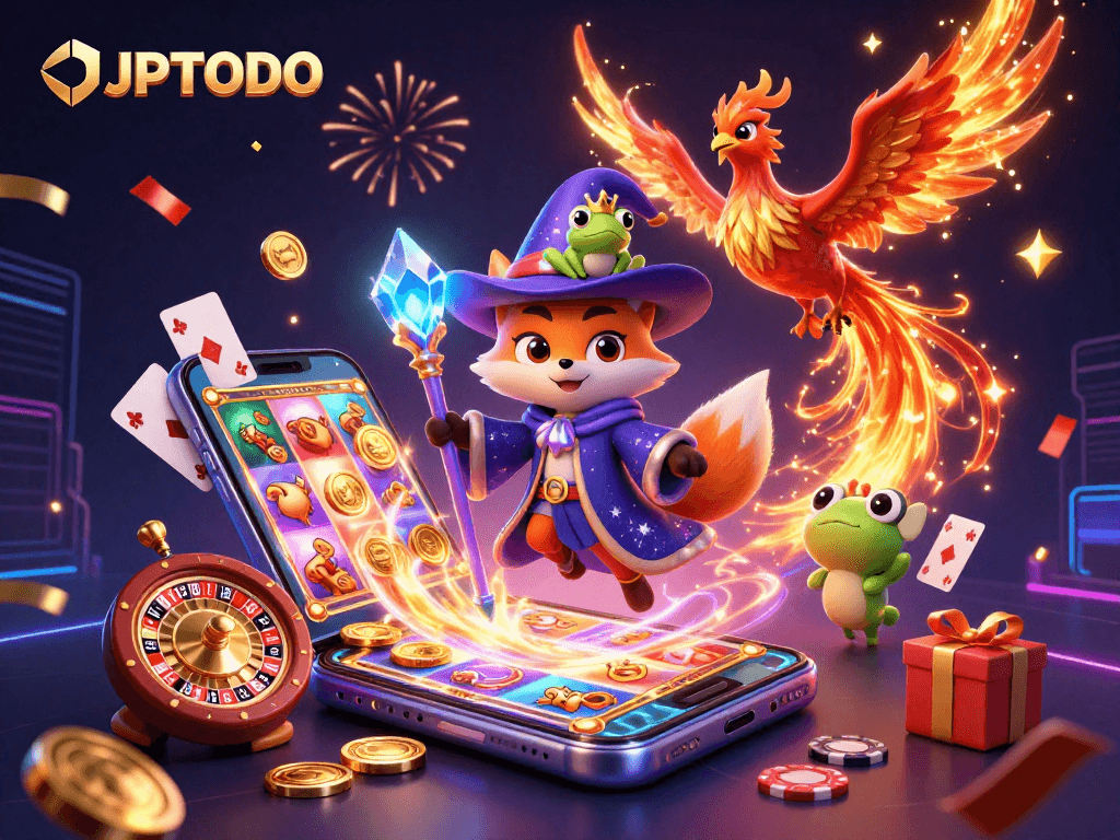 Engage with JPTOTO's classic lottery experiences through a vibrant mystical illustration showcasing excitement and gaming elements.