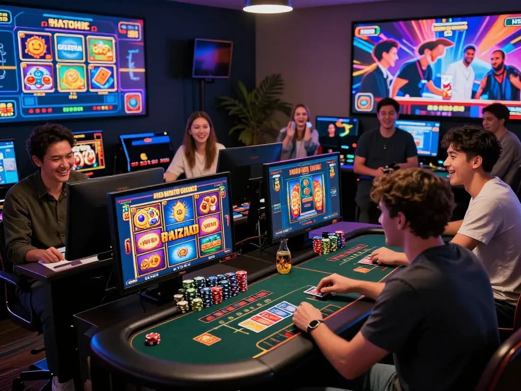 Thrilling online gaming scene at 79KING with players engaged in casino games and vibrant visuals.