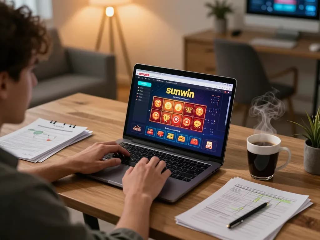 Experience thrilling gameplay on sunwin as a person engages in an online casino game session.
