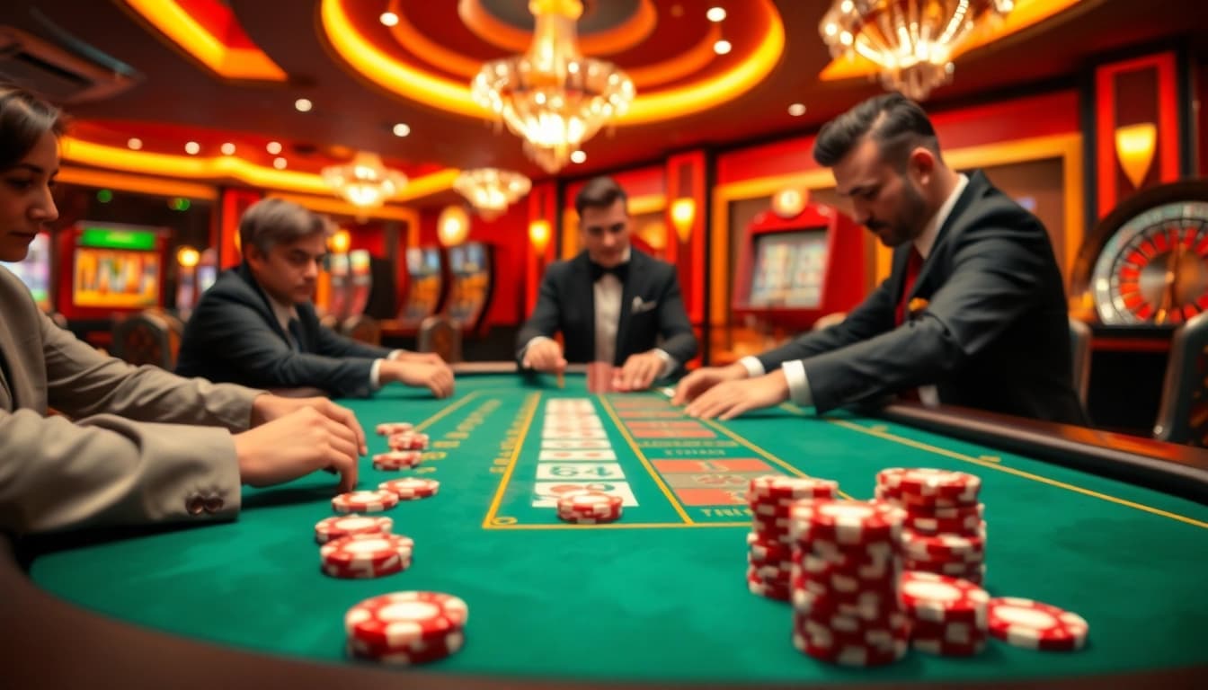 Experience the excitement of gambling at DU88 with players engaged in a high-stakes poker game.