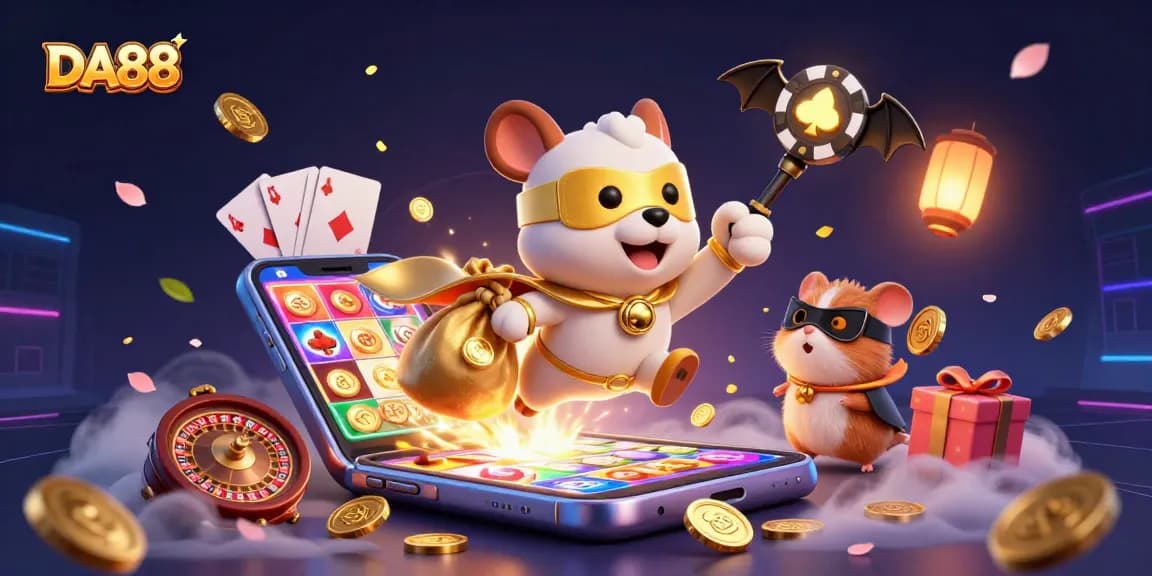 Experience DA88 with thrilling slots and exciting gameplay in a vibrant 3D casino scene.