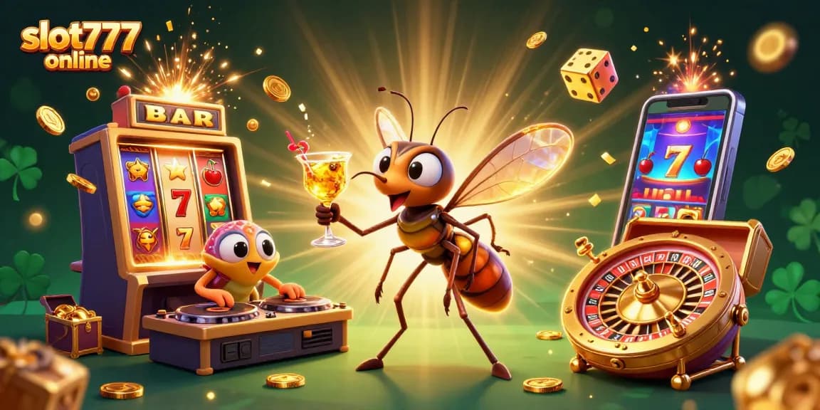 Experience thrilling fun with slot777 online in this colorful 3D casino illustration.