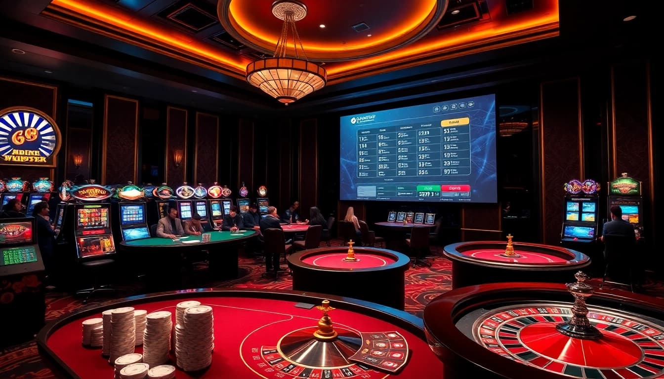 Experience immersive gambling excitement at https://go8.monster/ featuring luxurious casino tables and vibrant slot machines.
