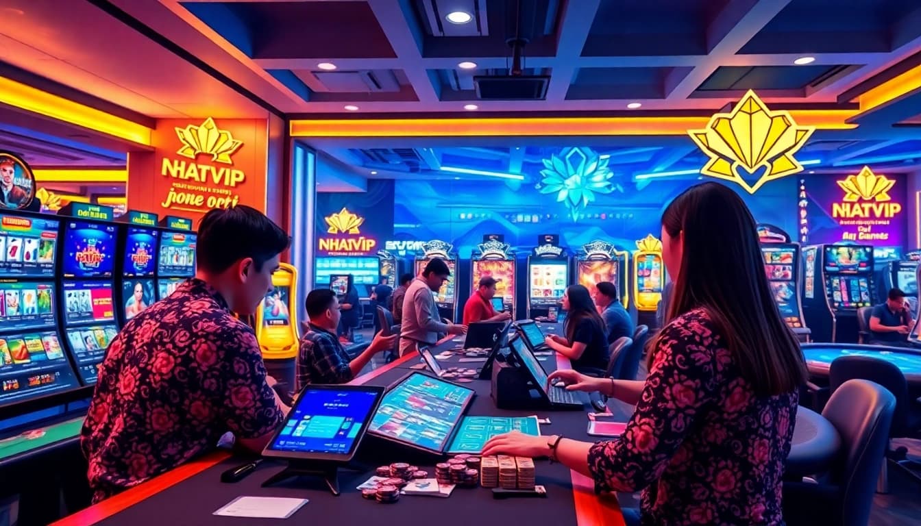 Nhatvip online gaming scene showcasing players immersed in diverse betting games.
