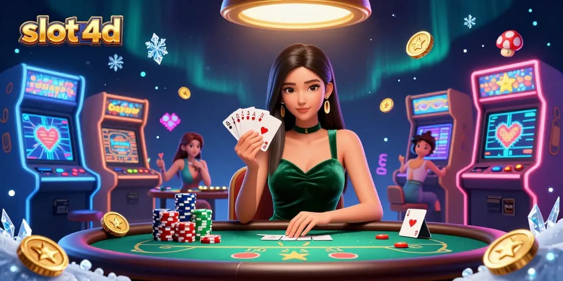 Rasakan aksi slot 4d yang mendebarkan dengan seorang wanita Asia yang cantik di meja poker mewah, menunjukkan tangan kemenangannya.
