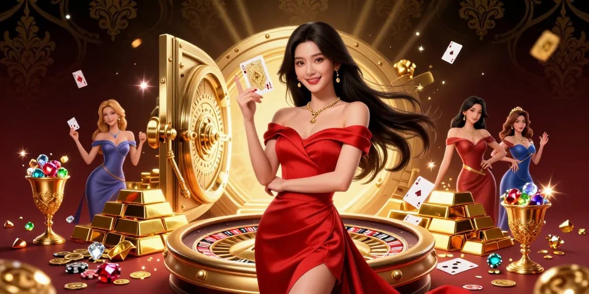 Experience the excitement of playexchange with a stunning casino scene highlighting game elements and vibrant characters.