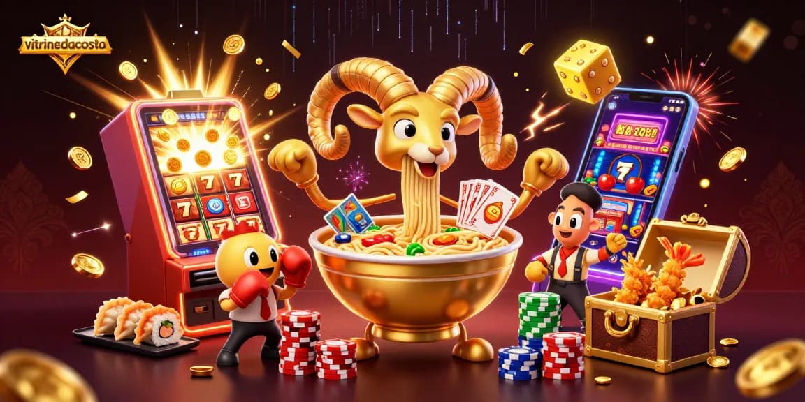 Experience thrilling slot action with vitrinedacosta's vibrant 3D casino illustration filled with iconic symbols.